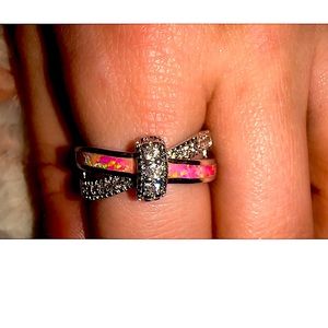 Pink Faux Opal Criss Cross Ring
